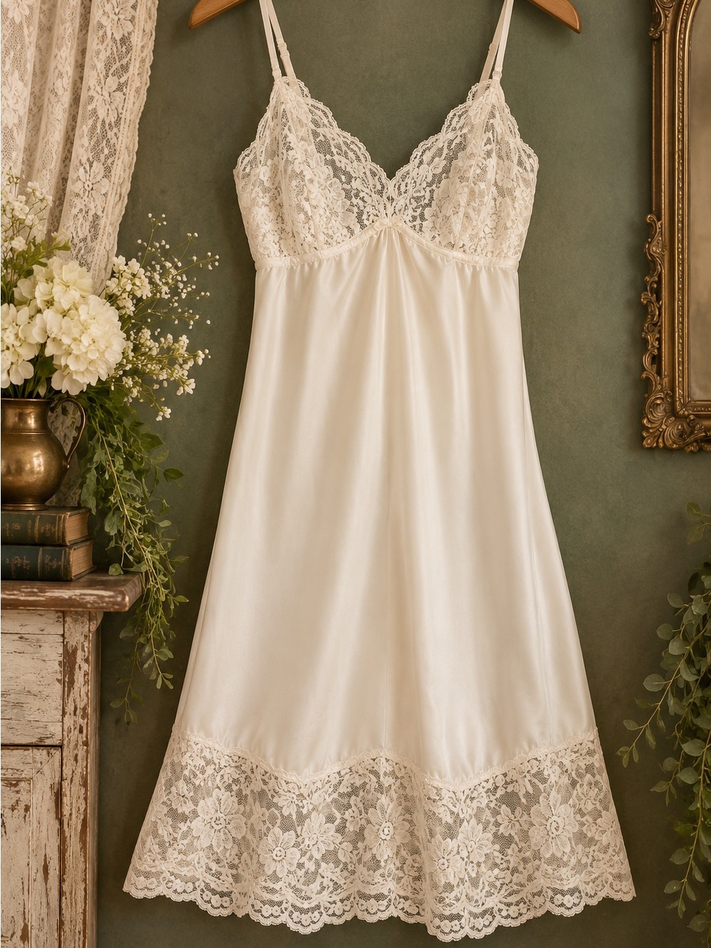 Vintage Melody Ivory Full Slip Lace Trim Size 34 Made in USA